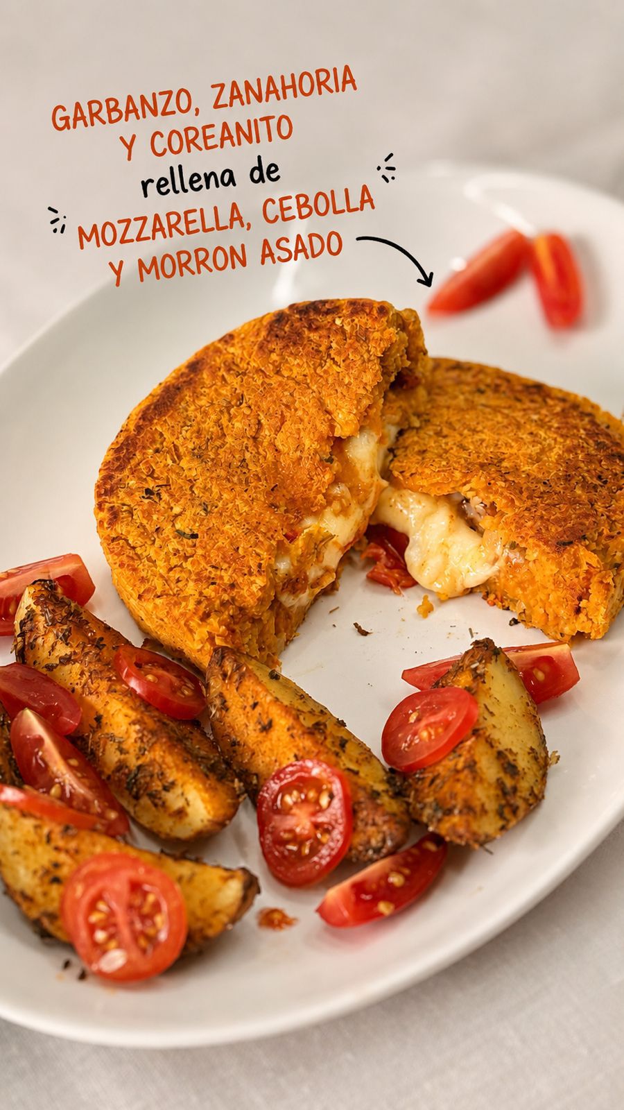 15 - Garbanzo, zanahoria y coreanito rellenas de morrón asado, queso mozzarella y cebolla